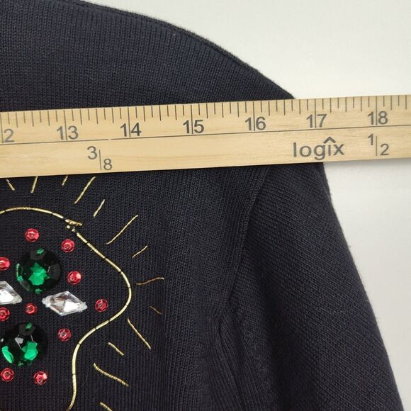 Vintage Smith-Forester Sequined Button-Up Women's Cardigan, Sz L, Black - Picture 4 of 9